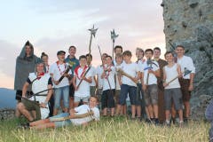 Die Pfädeler aus Arth-Goldau auf der Schlossruine Neu Falkenstein (Lagerbild: Sunny, Balsthal, 7. Juli 2018)
