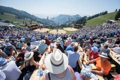 Schöne Aussicht auch von den Festbänken. (Bild: Urs Flüeler/Keystone (Rigi, 8. Juli 2008))