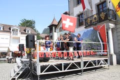 Die Glarner Band Rämlers sorgte für die musikalische Unterhaltung an der Bundesfeier in Altdorf. (Bild: Carmen Epp (Altdorf, 1. August 2018))