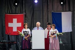 Johann Schneider-Ammann hielt am Dienstag eine Rede auf dem Europaplatz und läutete damit in Luzern den 1. August ein. (Bild: Pius Amrein/LZ)