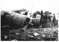 Nur die Motoren sowie Teile der Flügel und des Leitwerks wurden vom Feuer verschont. Der Rumpf des Langstreckenbombers brannte vollständig aus. (Bild: Warbird.ch)