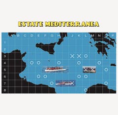 Sommer am Mittelmeer – das Schiffchenversenken-Spiel: Postkarte von Cinzia Bongino.
