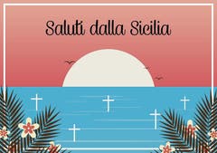 Sizilien - die Sonne versinkt im Mittelmeerfriedhof: Postkarte von Luca Capretti.