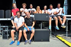 Nach dem Schock sind die Mitglieder des OK des Heizwerk-Festivals wieder optimistisch: Pascal Vogel, David Maron, Nico Eichenberger, Jana Städler, Deborah Weber, Michael Hohermuth, Colin Woodtli; unten Claude Städler, Tim Hasler (es fehlt Nadja Schwarz). (Bild: Max Eichenberger)
