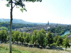 Blick auf die Berner-Altstadt mit Gurten, vom Rosengarten. (Bild: Josef Habermacher (23. August 2018))