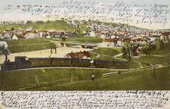 Die Ruckhaldekurve auf einer Ansicht vor 1901. Im Hintergrund fehlt noch die Kirche St.Otmar. (Bild: Stadtarchiv der Ortsbürgergemeinde St.Gallen)