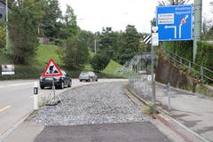 Auf der «Passhöhe» vor dem Riethüsli-Quartier: Links geht's nach der Passerelle via Demutstrasse nach St.Georgen, rechts geht's überland Richtung Altstätten und Appenzell. (Bild: Reto Voneschen)