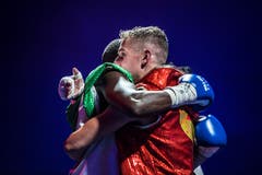 Boxing Night der World Boxing World Boxing Federation in der Bodensee-Arena Kreuzlingen. Meisterschaftskampf von Zino Meuli aus Horn gegen Tsiko Mulovhedzi aus Südafrika. Zino Meuli gewinnt gegen den Favoriten. (Bild: Andrea Stalder)