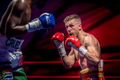 Boxing Night der World Boxing World Boxing Federation in der Bodensee-Arena Kreuzlingen. Meisterschaftskampf von Zino Meuli aus Horn gegen Tsiko Mulovhedzi aus Südafrika. Zino Meuli gewinnt gegen den Favoriten. (Bild: Andrea Stalder)