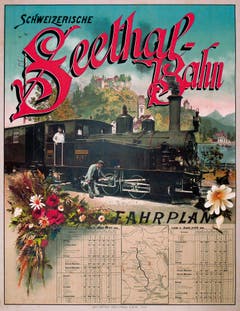 Plakat mit Fahrplan, 1897.