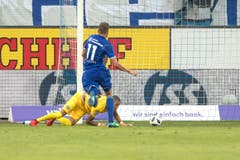 Luzerns Pascal Schürpf verpasst einen Treffer. (Bild: Pius Amrein (Luzern, 4. August 2018))