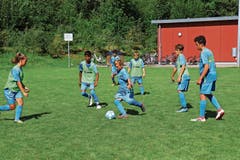 Neben den technischen Übungen wird das Zusammenspiel in Matchsituationen trainiert. In dieser Einheit sollen die Pässe an die Mitspieler rasch gespielt und der Ball flach gehalten werden. (Bild: Robert Kucera)