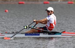Michael Schmid während des Wettkampfs. (Bild: AP Photo/Darko Bandic)