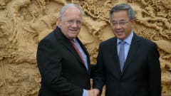 Bundesrat Johann Schneider-Ammann trifft den chinesischen Vizepremier Hu Chunhua im Hauptquartier der kommunistischen Partei in Peking. (Bild: Roger Braun (Peking, 6. September 2018))