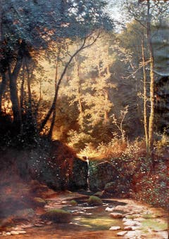 «Abendlicher Sonnenblick nach dem Regen, im Walde», titelte der Künstler dieses Bild.