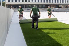 Bis dahin bleibt den Verantwortlichen noch etwas Zeit, um die 400 000 Franken teure Unterlage perfekt vorzubereiten. (Bild: Nadia Schärli, Kriens, 10. September 2018)