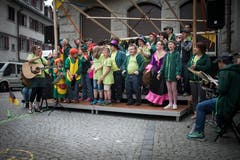 Vielfältige kulturelle Vorführungen waren ein weiteres Markenzeichen des Sufo seit seiner ersten Austragung im Jahr 2005. Im Bild das Jugendorchester «Erst Rächt» bei einem Auftritt am elften Sufo. (Bild: Peer Füglistaller - 30.05.2015)