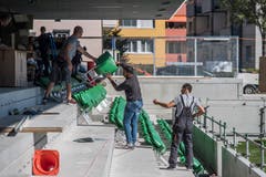 Die Stühle sind im typischen «SC-Kriens-Grün» gehalten. Bild: Pius Amrein (Kriens, 26. September 2018)