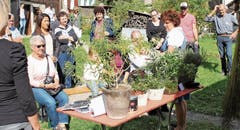 Angela Deiss erzählte einer grossen Gruppe vom Räuchern mit einheimischen Kräutern. (Bild: Bilder: Katja Bellino)