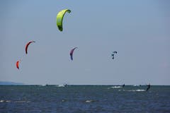 Die steife Bise lockt viele Kite-Surfer an den Rohrspitz. (Bild: Ingrid Zürcher)