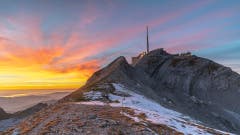 Sonnenuntergang vom Lisengrat in Richtung Säntis. (Bild: Thomas Lutz)