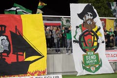Choreo der Kriens-Fans vor dem Spiel. (Bild: Nadia Schärli (Kriens, 28. September 2018))