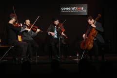 Das Kaleidoscope String Quartet in der Kantiaula. (Bild: Chris Marty/frauenfeld-events.ch)
