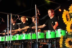 Das Perkussionsensemble der Musikschule Uri zeigte ihr Können. (Bild: Urs Hanhart, Altdorf, 8. September 2018)
