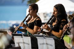 Die Fürstenländer Musikanten Reichenburg spielen am See. (Bild: Philipp Schmidli (Weggis, 8. September 2018))