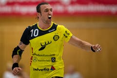 TSV St. Otmar St. Gallens Frederic Wüstner feiert einen Treffer. (Bild: Philipp Schmidli (Kriens, 8. September 2018))