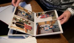 82-jährige Bürerin Martha Odermatt aus Büren näht für Guuggenleute Kleider. Bild: Corinne Glanzmann (Büren, 09. Januar 2019)