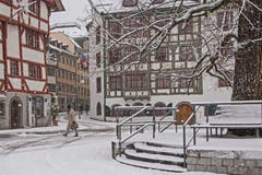 Schneetreiben in der Stadt St. Gallen. (Bild: Franziska Hörler)