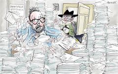 In letzter Minute. Weil die noch junge Dienststelle Infrastruktur, Bildung und Freizeit in der städtischen Bildungsdirektion mit dem Kassieren nicht mehr nachgekommen ist, waren Ende 2018 einige Wochenendeinsätze nötig. Gut 400 Sportvereine haben dann ihre Einzahlungsscheine doch noch vor Silvester erhalten – wenn auch teils mit Monaten Verspätung. (Illustration: Corinne Bromundt - 12. Januar 2019)