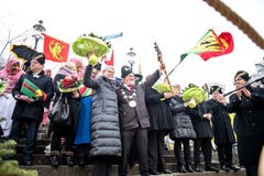 Liessen sich feiern: Gallivater René Flad mit Frau Irène Flad-Amstutz. (Bild: Roger Grütter, Kriens, 12. Januar 2018)