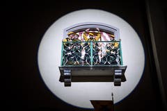 Höhepunkt: Der neue Heinivater Rico Löhrer zeigt sich auf dem Balkon des Rathauses. (Bild: Roger Grütter, Sursee, 12. Januar 2018)