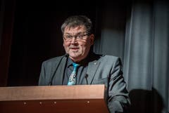 In der Mehrzweckhalle Weitsicht in Märstetten fand der traditionelleHiläri statt. Bürgerpräsident Adrian Heer begrüsst 315 Anwesende. (Bild: Andrea Stalder)