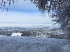 Die Stadt St. Gallen von oben und ganz in weiss. (Bild: Petra Fäh)