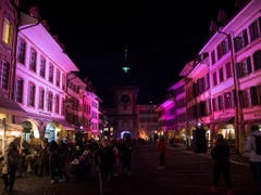 Das Städtchen Murten steht derzeit ganz im Zeichen des Lichts. (Bild: Keystone/ADRIEN PERRITAZ)