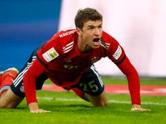 Der FC Bayern bläst zum Grossangriff: Vor dem Start der Rückrunde beträgt der Rückstand auf Leader Borussia Dortmund sechs Punkte. Doch Thomas Müller (im Bild) und Co. wollen den Spiess bis zum Saisonende umdrehen. Es wäre Bayerns 7. Meistertitel in Folge (Bild: KEYSTONE/AP/MATTHIAS SCHRADER)