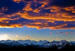 Blick von Rothenburg Richtung Voralpen mit Stanser-und Buochserhorn im Vordergrund. Urirotstock, Ruchstock, Grosser Sättelistock, Titlis und Gross Wendenstock im Hintergrund. (Bild: Thomas Rölli (Rothenburg, 17. Januar 2019))