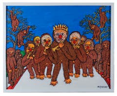 Max Schaer: Affenfasnacht. Acryl auf Leinwand.