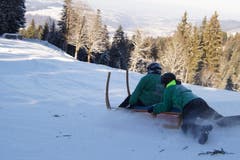 Hornschlittenrennen auf Heiligkreuz. (Bild: Kurt Stadelmatt (19. Januar 2019))