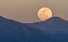 Der Mond geht über der Sierra Zapaliname im Staat Coahuila in Mexico auf. (Bild: Miguel Sierra/EPA (Saltillo, 20 Januar 2019))