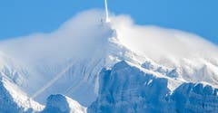 Der tiefgefrorene Säntis von Nesslau aus aufgenommen. (Bild: Renato Maciariello)