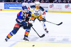25.01.2019; Zuerich; Eishockey National League - ZSC Lions - EV Zug;Fredrik Pettersson (ZSC) gegen Pontus Widerstroem (Zug) (Vedi Galijas/freshfocus)