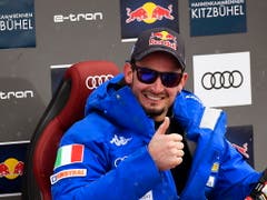 Dominik Paris freut sich über seinen dritten Abfahrtssieg in Kitzbühel (Bild: KEYSTONE/EPA/CHRISTIAN BRUNA)