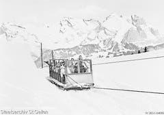 So ging es 1939 bergauf: Schlittenseilbahn («Funibah») von Iltios nach Stöfeli, Unterwasser. (Bild: Staatsarchiv)
