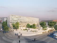 So soll das neue Bildung- und Forschungszentrum «Forum UZH» der Uni Zürich an der Ecke Gloria- und Rämistrasse dereinst aussehen. Platz machen müssen Turnhallen und ein Sportplatz. (Bild: KEYSTONE/HERZOG UND DE MEURON)
