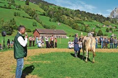 Leonore, die alte und neue «Miss Alt St.Johann» mit Besitzer Jürg Ammann und seinen Töchtern mit Anhang.Bilder: Adi Lippuner