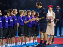 Roger Federer 2018 nach seinem Turniersieg bei den Swiss Indoors (Bild: KEYSTONE/GEORGIOS KEFALAS)
